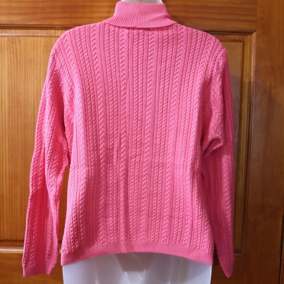 Wainscott VTG Pink Cable Knit Turtle Neck Pullover Sweater Large - Picture 10 of 13